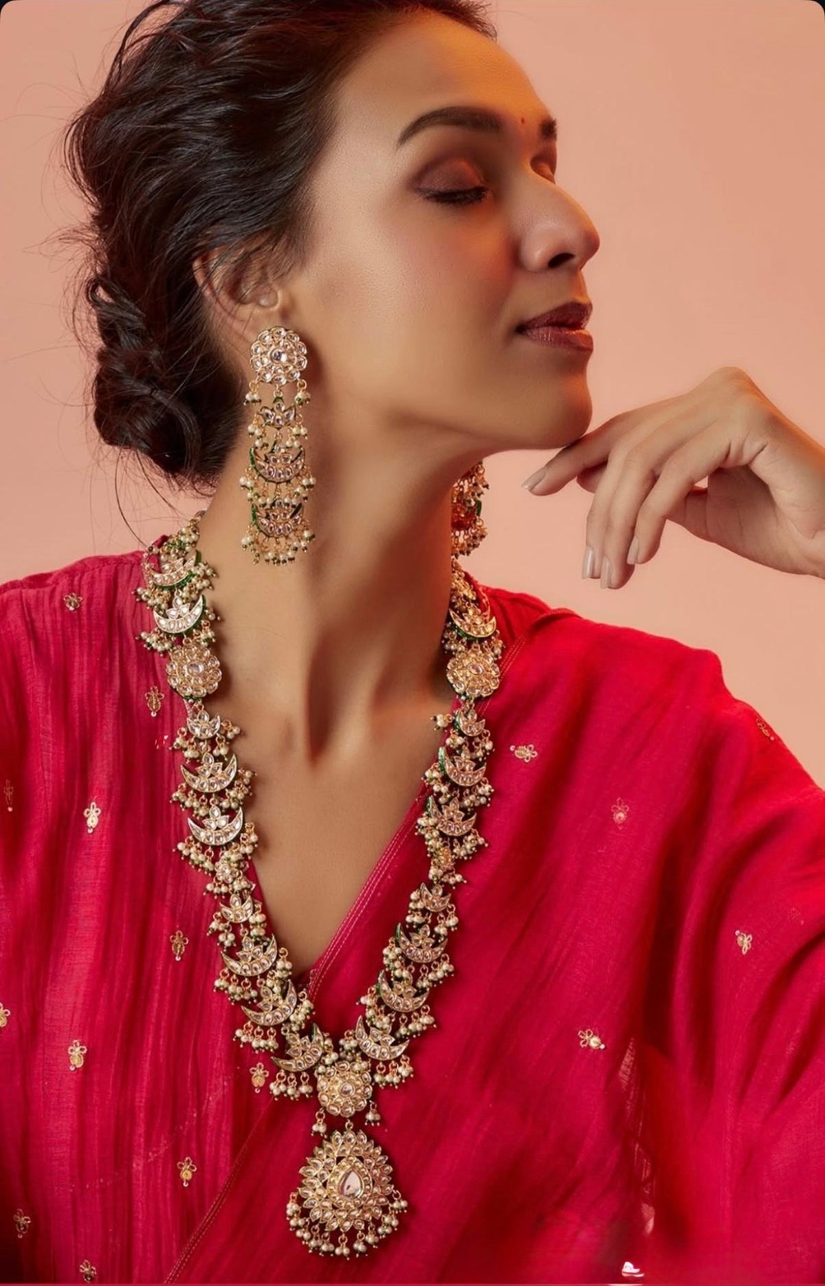 Long Kundan Necklace Set