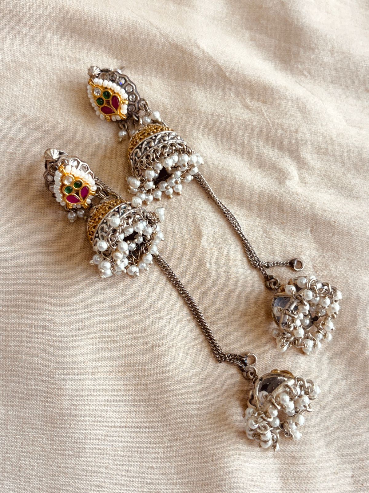 Yasmin Jhumki earrings with removable hangings