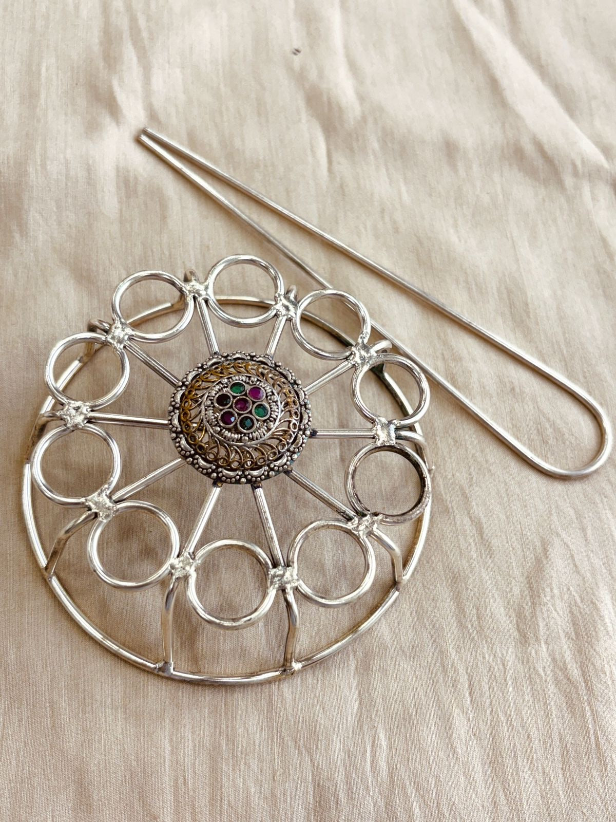 Silver Hair Bun Cage Accessory