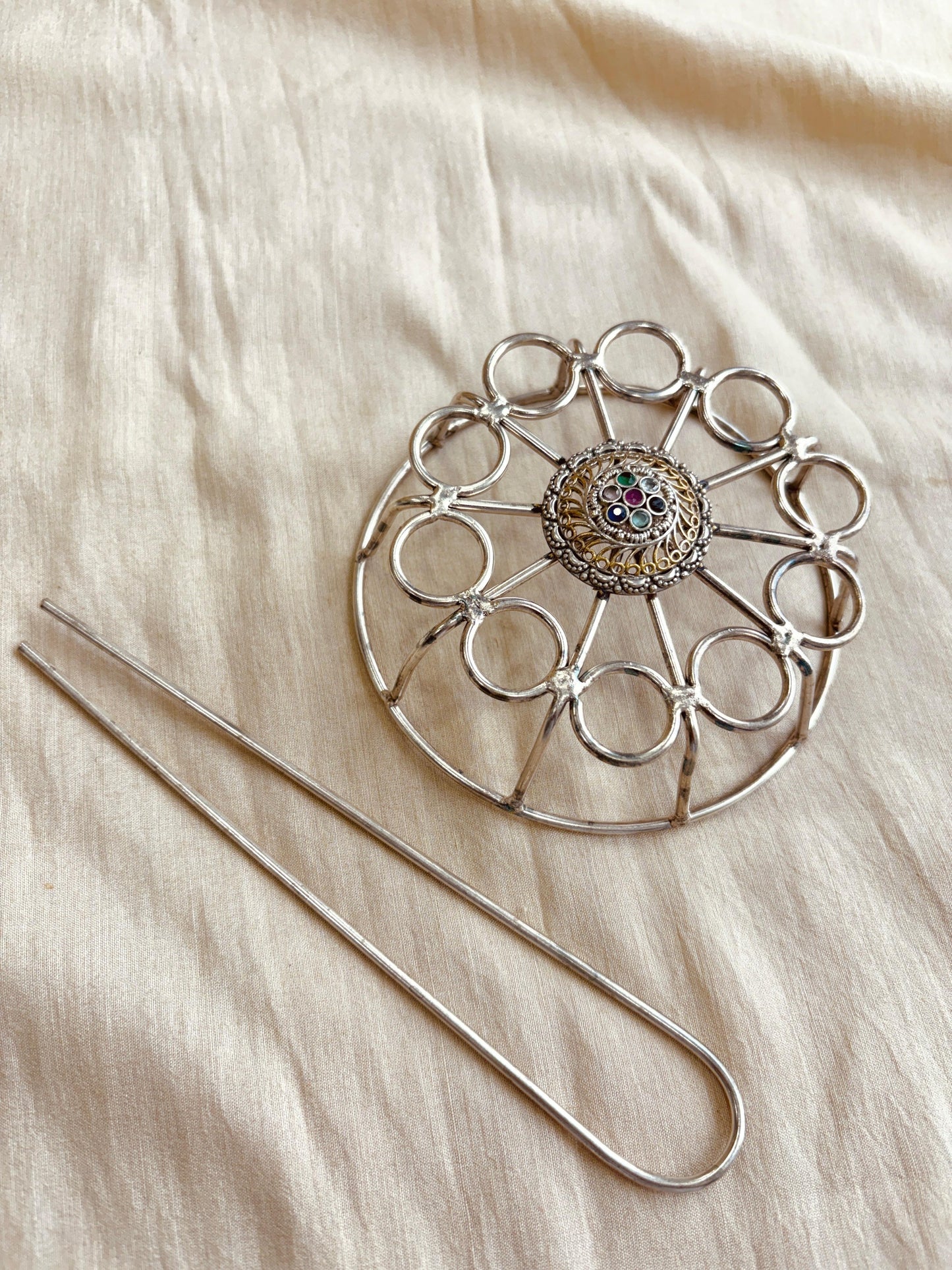 Silver Hair Bun Cage Accessory