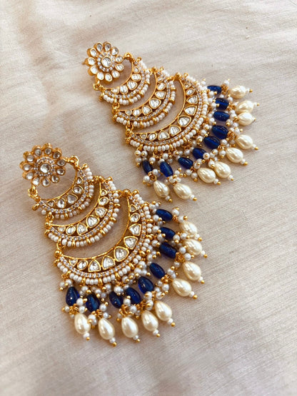 Pachi Kundan Chandbaali Earrings