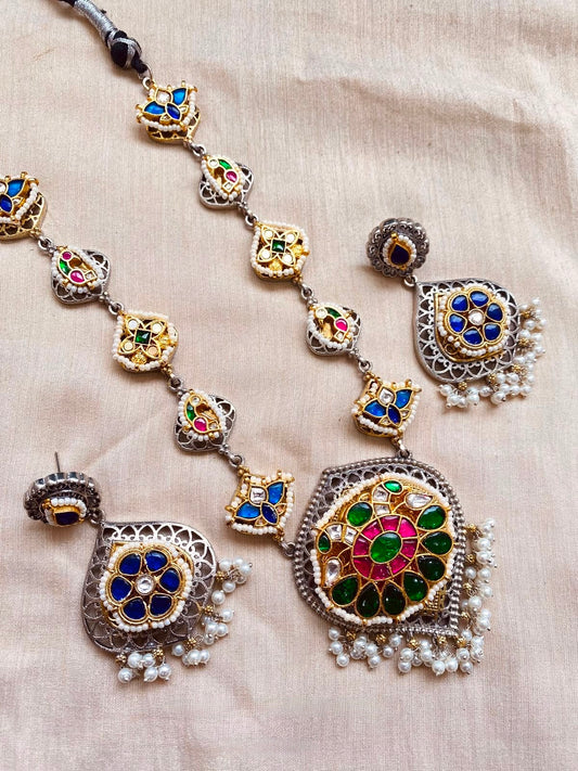 German Silver Fusion Short Necklace Set