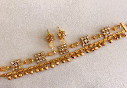 Dainty layered ghungroo choker set
