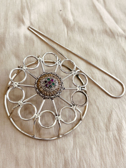 Silver Hair Bun Cage Accessory