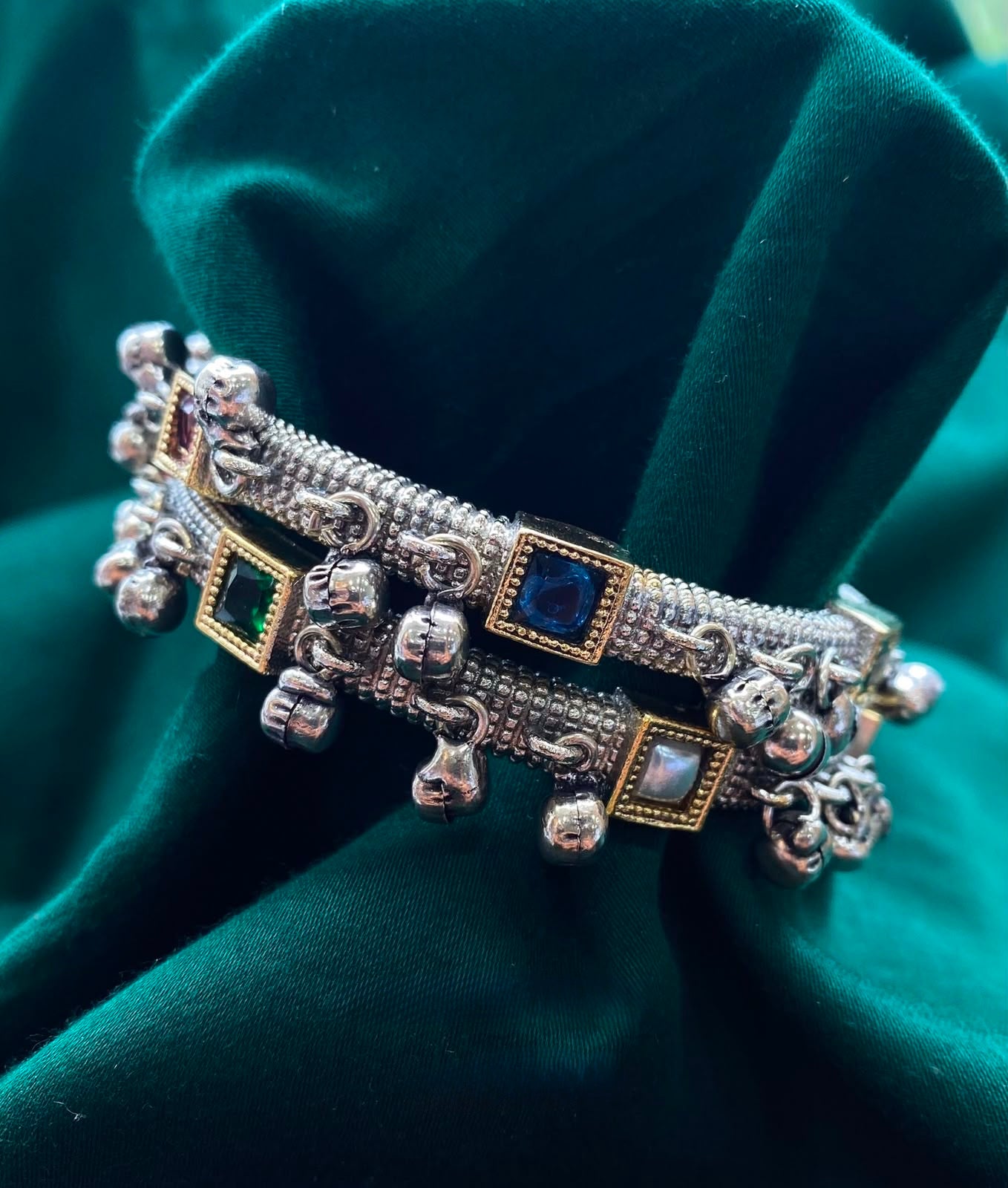Ghungroo Bangles with multicolored stones