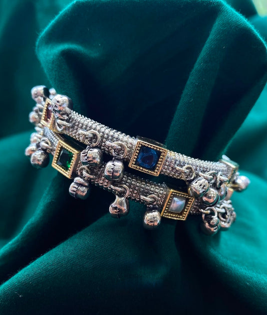 Ghungroo Bangles with multicolored stones