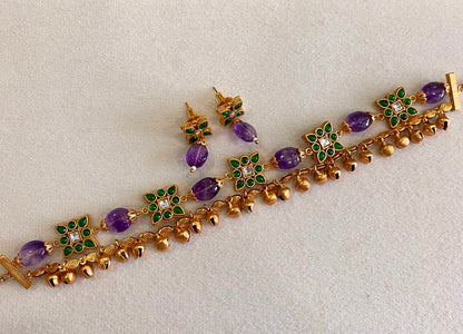 Dainty layered ghungroo choker set