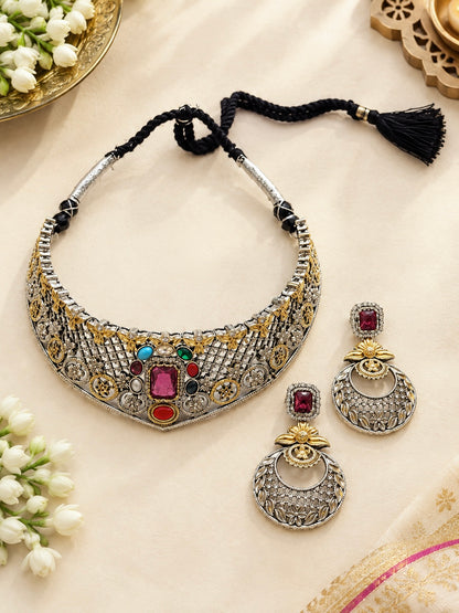 German silver choker necklace set