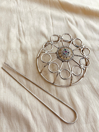 Silver Hair Bun Cage Accessory