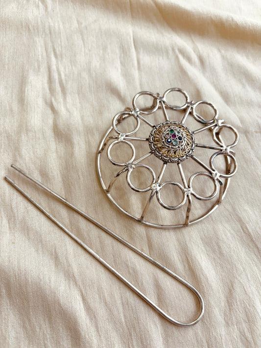 Silver Hair Bun Cage Accessory